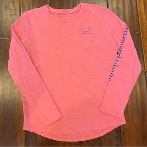 Pink long-sleeve vineyard vines tee Size M (10-12)